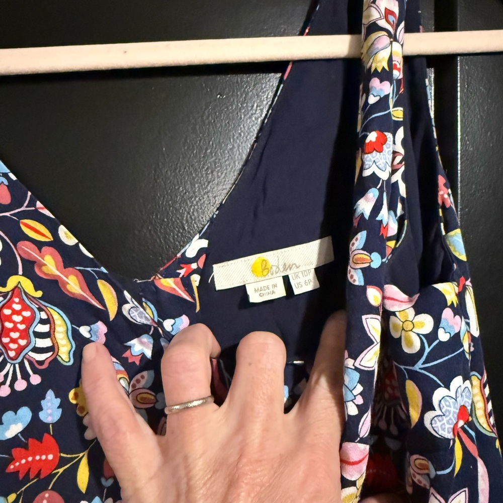 Boden Navy Floral One-Piece with Red Tassel - Picture 3 of 4